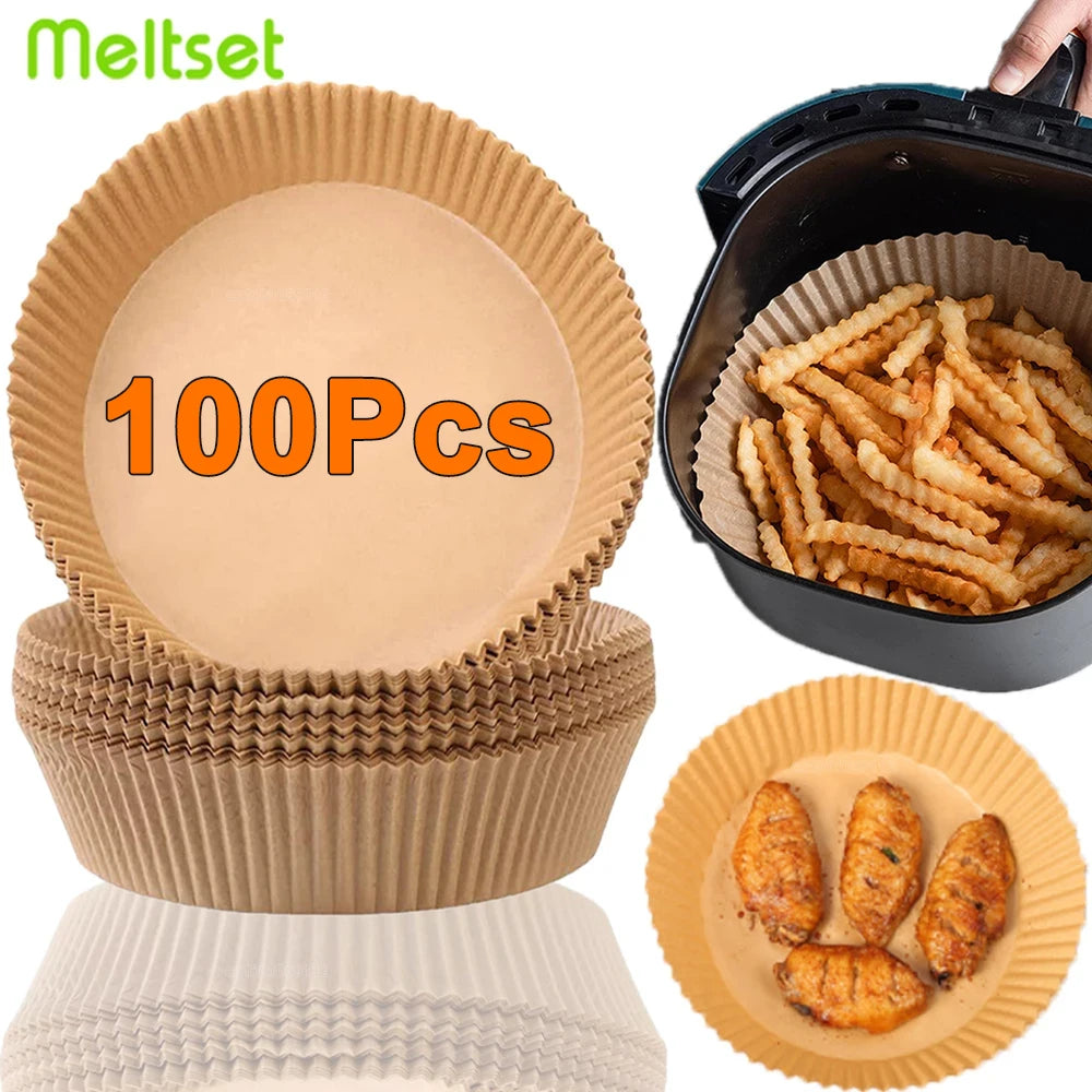 50/100Pcs Air Fryer Einweg-Papier Antihaft Airfryer Backen Papiere Runde Air-Fryer Papier Liner Papier Küche Zubehör