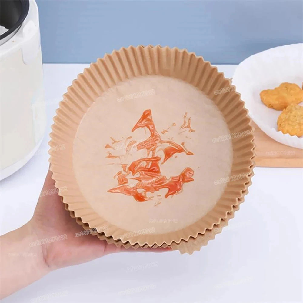 50/100Pcs Air Fryer Einweg-Papier Antihaft Airfryer Backen Papiere Runde Air-Fryer Papier Liner Papier Küche Zubehör