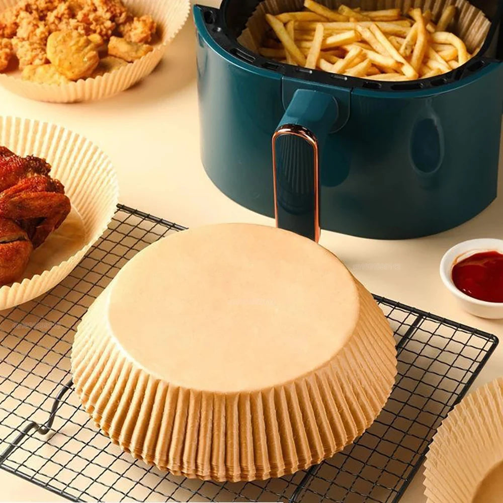 50/100Pcs Air Fryer Einweg-Papier Antihaft Airfryer Backen Papiere Runde Air-Fryer Papier Liner Papier Küche Zubehör