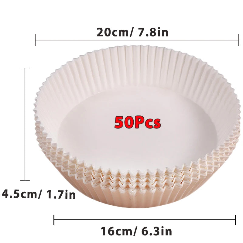 50/100Pcs Air Fryer Einweg-Papier Antihaft Airfryer Backen Papiere Runde Air-Fryer Papier Liner Papier Küche Zubehör