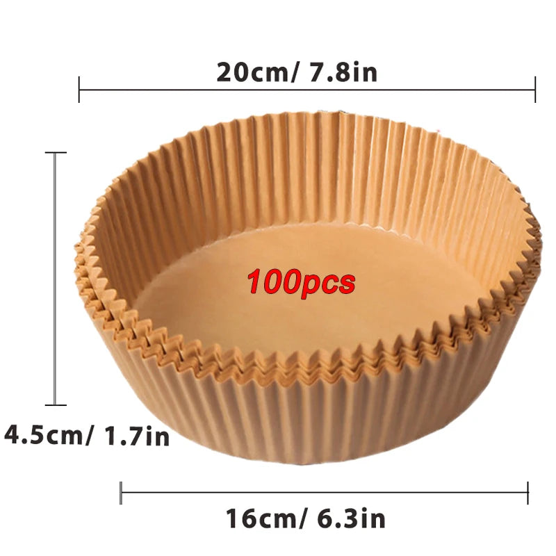 50/100Pcs Air Fryer Einweg-Papier Antihaft Airfryer Backen Papiere Runde Air-Fryer Papier Liner Papier Küche Zubehör