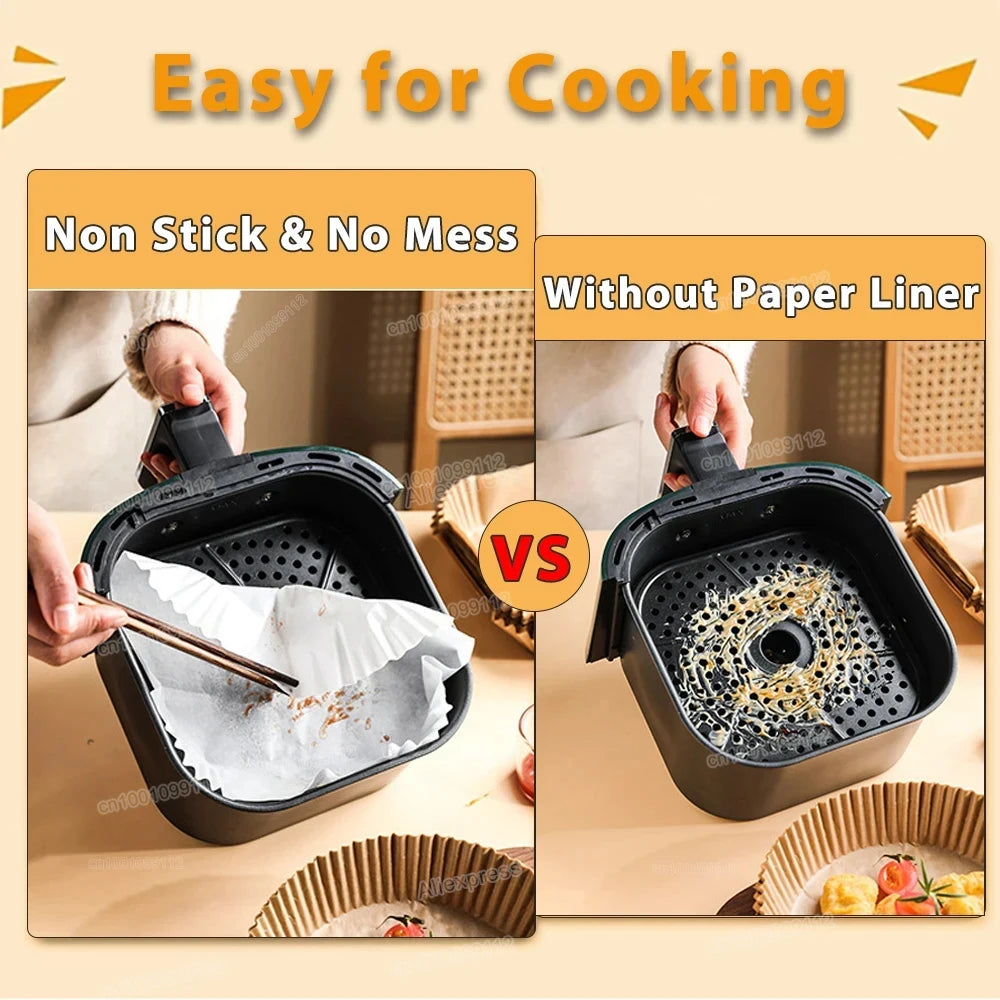 50/100Pcs Air Fryer Einweg-Papier Antihaft Airfryer Backen Papiere Runde Air-Fryer Papier Liner Papier Küche Zubehör