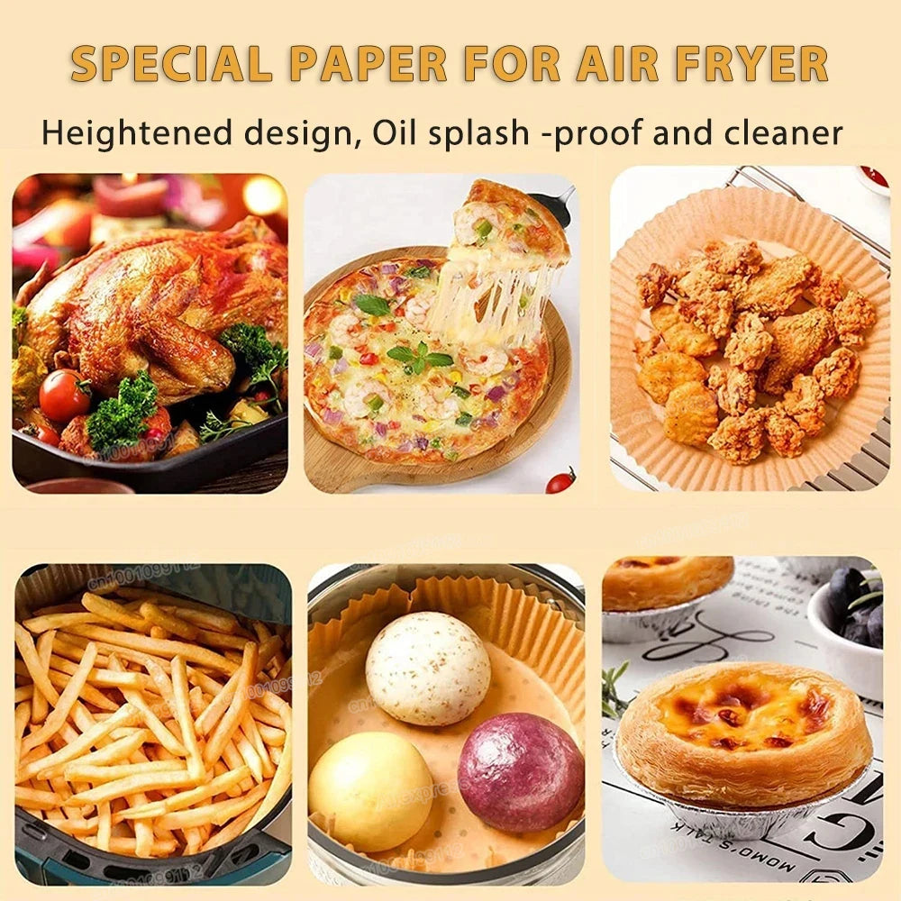 50/100Pcs Air Fryer Einweg-Papier Antihaft Airfryer Backen Papiere Runde Air-Fryer Papier Liner Papier Küche Zubehör