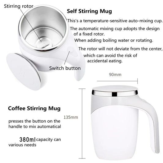 Automatischer Rührbecher, tragbar, wiederaufladbar, rotierender Rührbecher aus Edelstahl für Kaffee und Milchshake, geeignet für Zuhause auf Reisen