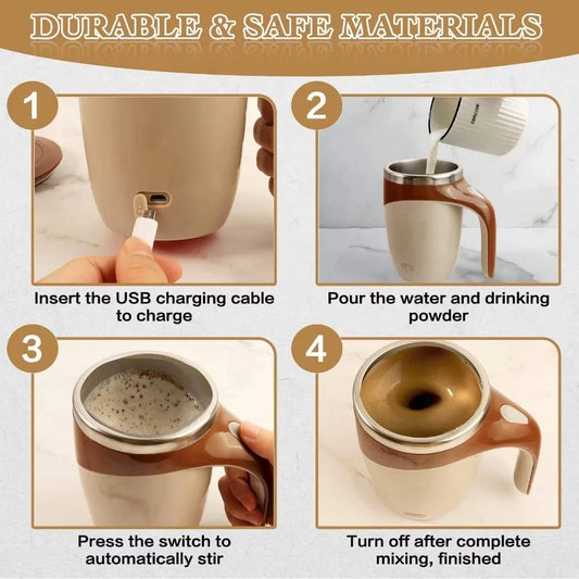 Automatischer Rührbecher aus Edelstahl 304, selbstrührender Magnetbecher für Kaffee und Milch, tragbarer elektrischer Mixer, wiederaufladbarer Wasserbecher