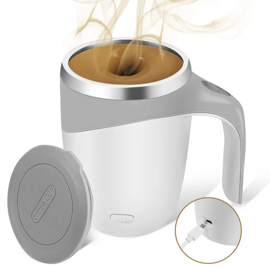 Automatischer Rührbecher, tragbar, wiederaufladbar, rotierender Rührbecher aus Edelstahl für Kaffee und Milchshake, geeignet für Zuhause auf Reisen