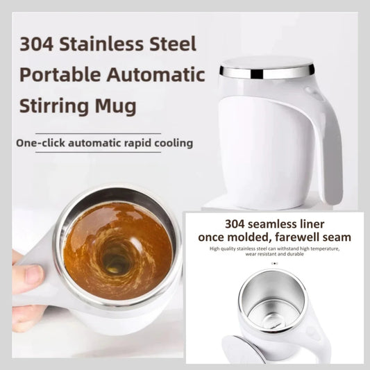 Automatischer Rührbecher aus Edelstahl 304, selbstrührender Magnetbecher für Kaffee und Milch, tragbarer elektrischer Mixer, wiederaufladbarer Wasserbecher