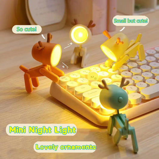 LED Nachtlicht Mini Klapp Schreibtisch Lampe Nette Haustier Lichter Hund Deer Tragbare Nachtlicht Student Wohnzimmer Dekor Geschenk