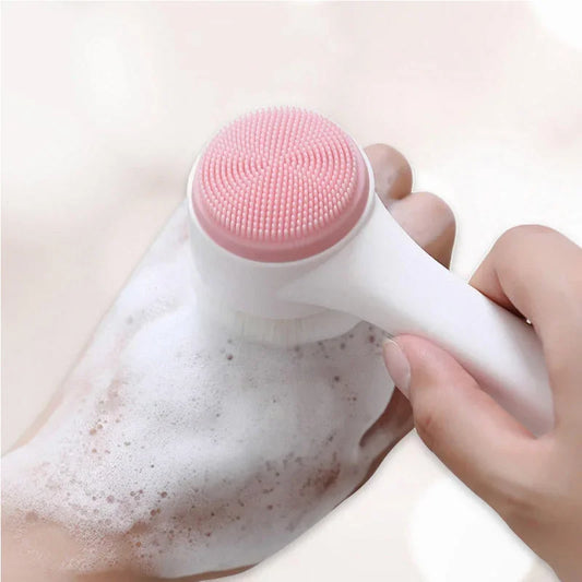 3D-Doppel-Silikon-Gesichtsreinigungsbürste-Hand massage-Gesichts bürste, weiche Borsten, doppelseitige Gesichts wasch bürste