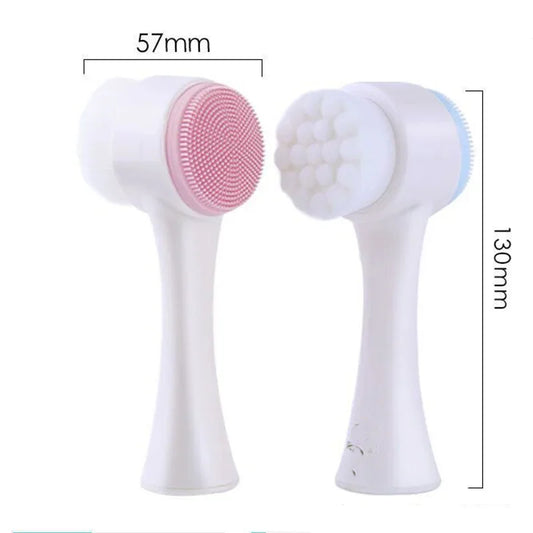 3D-Doppel-Silikon-Gesichtsreinigungsbürste-Hand massage-Gesichts bürste, weiche Borsten, doppelseitige Gesichts wasch bürste