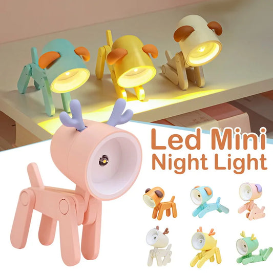 LED Nachtlicht Mini Klapp Schreibtisch Lampe Nette Haustier Lichter Hund Deer Tragbare Nachtlicht Student Wohnzimmer Dekor Geschenk